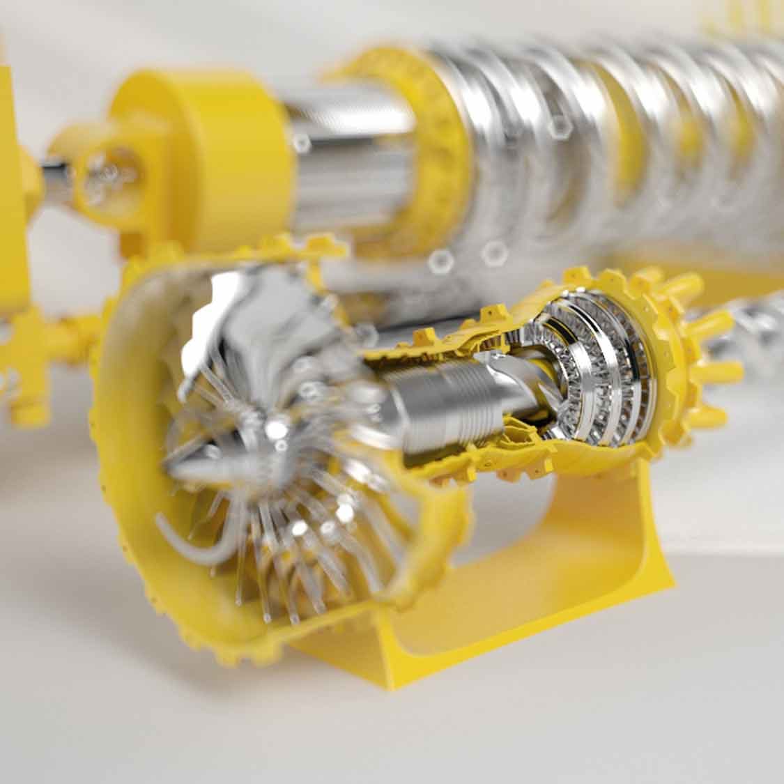 Turbine cutaway render